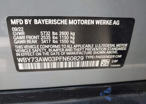 2023 BMW I4 Edrive40 z USA, uszkodzony, nr VIN WBY73AW03PFN60829